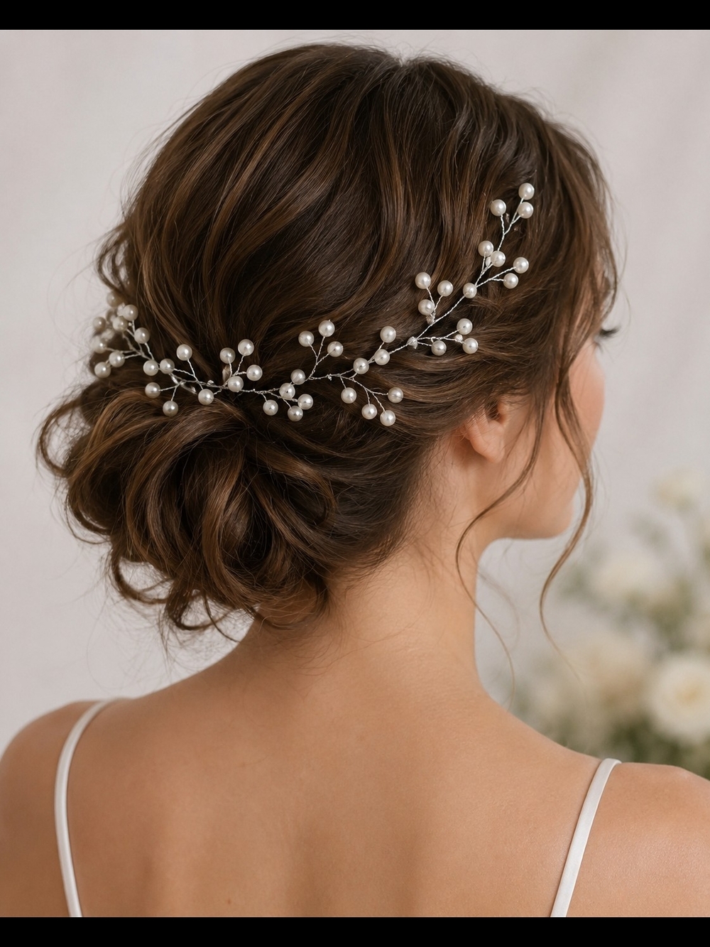 Pearl Bridal Hair Vine Wedding Prom Hair Grad Wrap Flexible Silver New